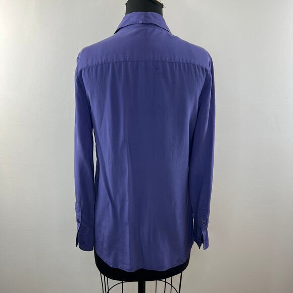 VICTORIA'S SECRET Silk Purple Long Sleeve Pocket Button Down Shirt Top Size S - Picture 5 of 6